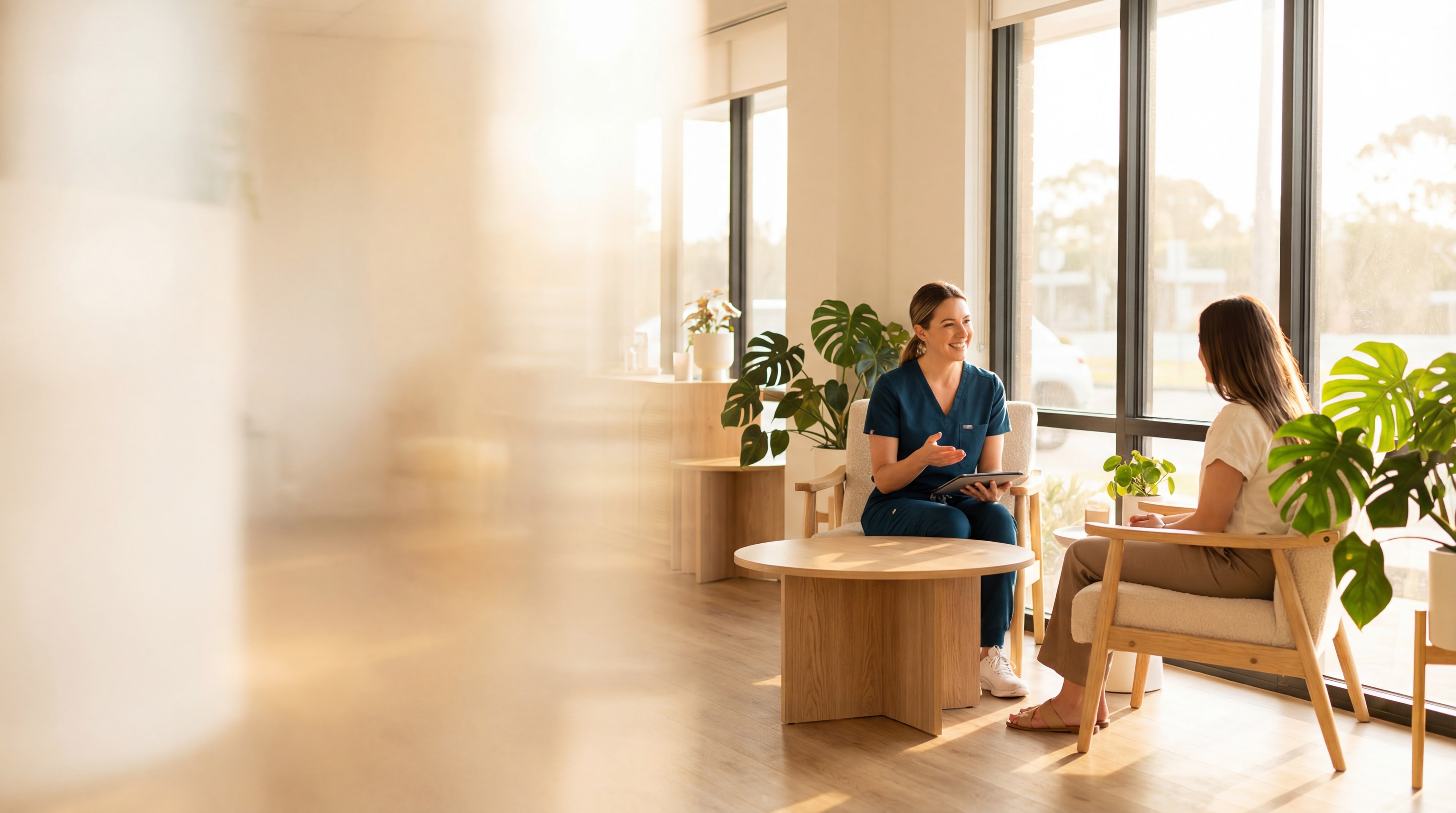 Doctor consulting with patient in a modern clinic