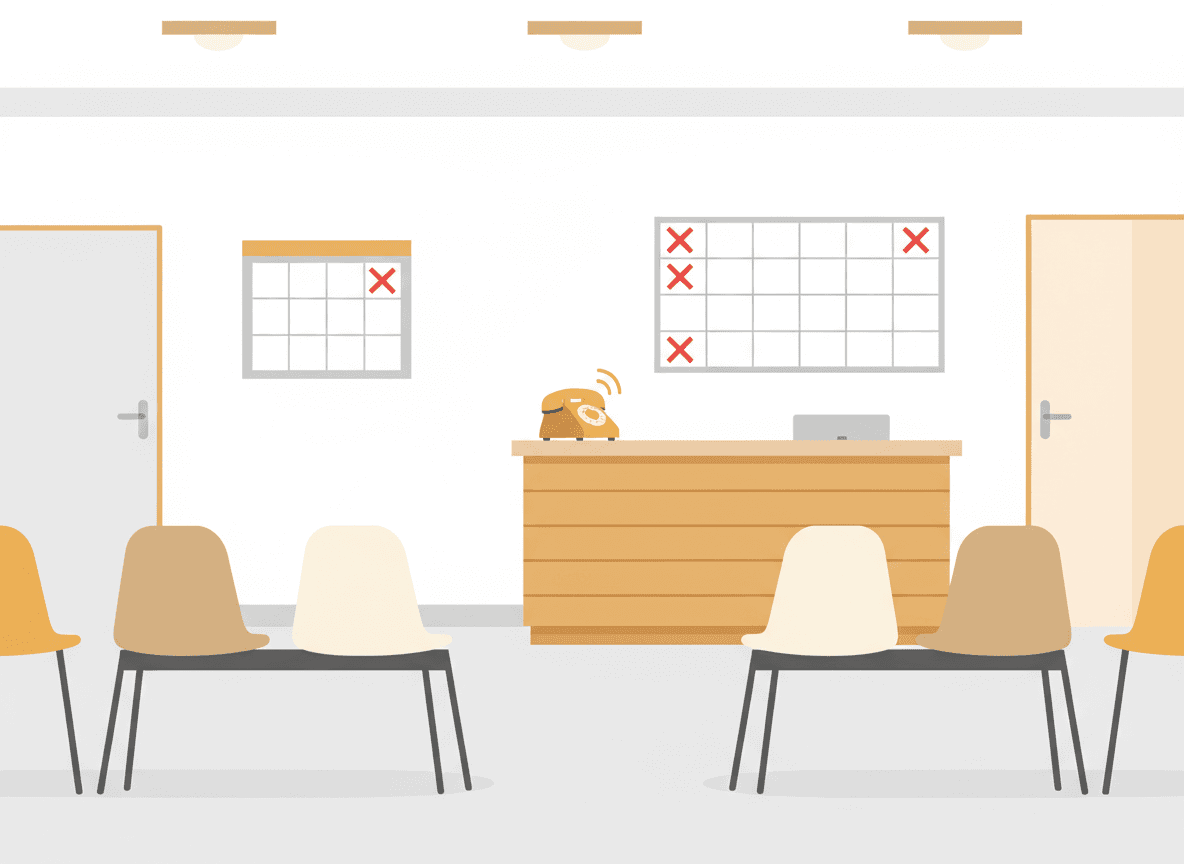Empty clinic with missed appointments